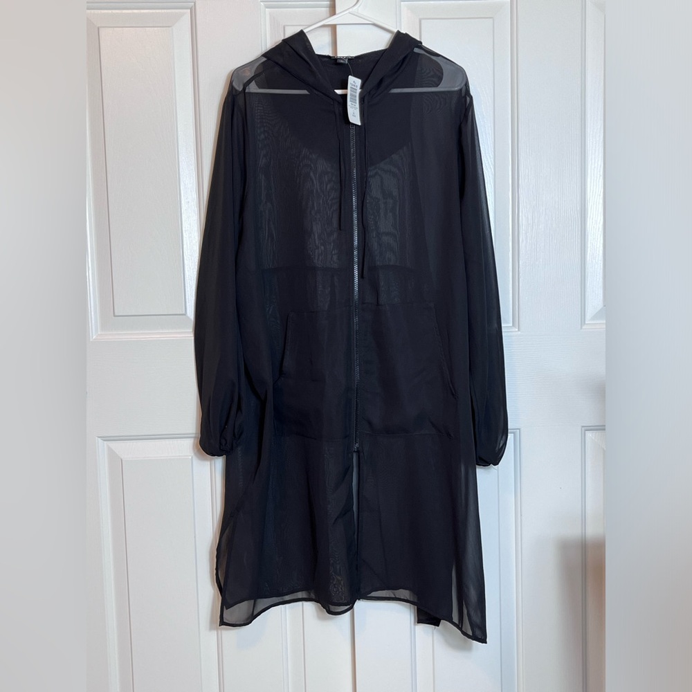NEW Torrid, Black Long Sleeve Chiffon Anorak Kimono, size 1x